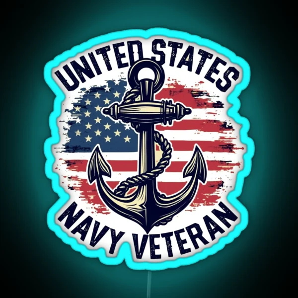Proud Navy Veteran Honoring Service And RGB Neon Sign