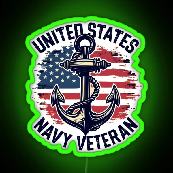 Proud Navy Veteran Honoring Service And RGB Neon Sign