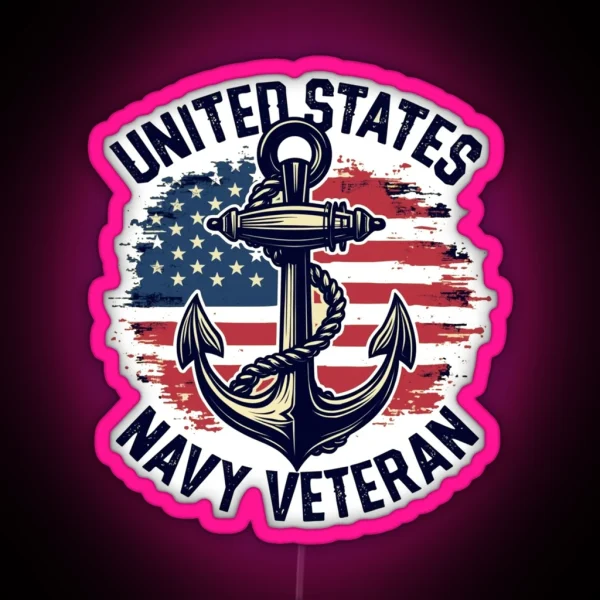 Proud Navy Veteran Honoring Service And RGB Neon Sign