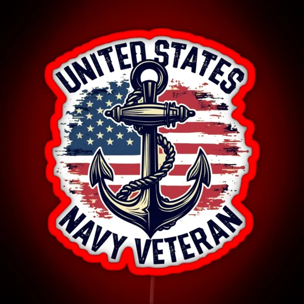 Proud Navy Veteran Honoring Service And RGB Neon Sign