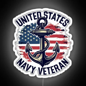 Proud Navy Veteran Honoring Service And Sacrifice RGB Neon Sign