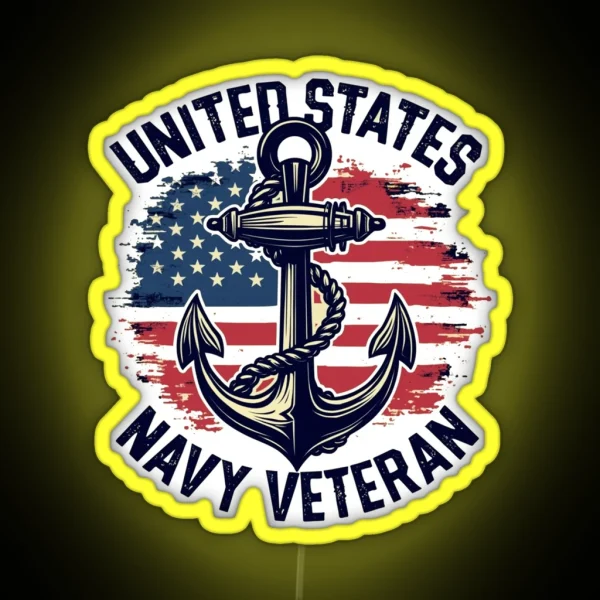 Proud Navy Veteran Honoring Service And RGB Neon Sign