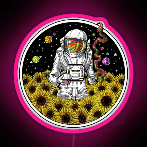 Psychedelic Astronaut Sunflowers RGB Neon Sign