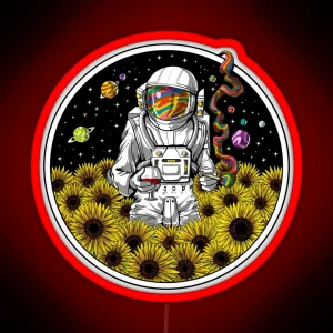 Psychedelic Astronaut Sunflowers RGB Neon Sign