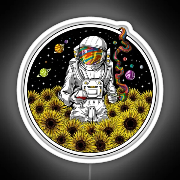 Psychedelic Astronaut Sunflowers RGB Neon Sign
