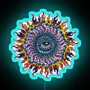 psychedelic eye with sun rgb neon sign in vibrant blue