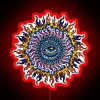 psychedelic neon eye sun sign with vibrant rgb design