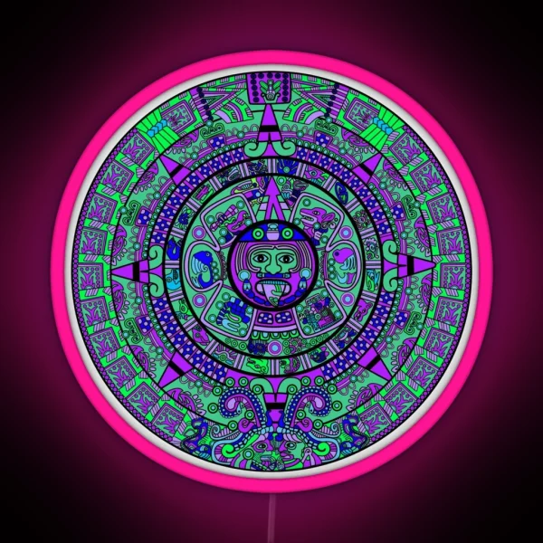 Psychedelic Mayan Calendar RGB Neon Sign