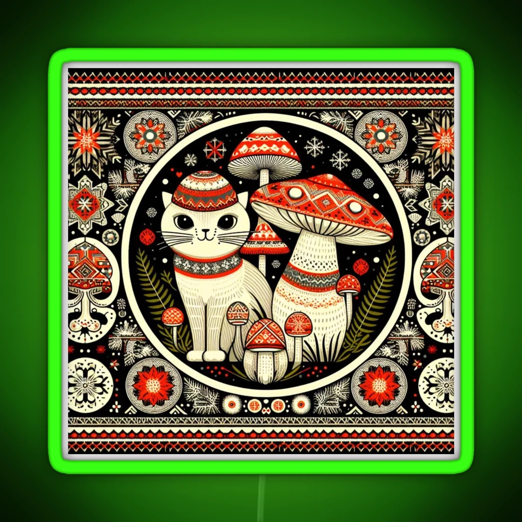 Psychedelic Mushroom Christmas Psilocybin RGB Neon Sign