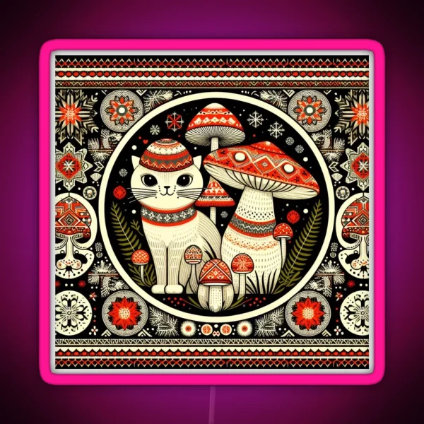 Psychedelic Mushroom Christmas Psilocybin RGB Neon Sign