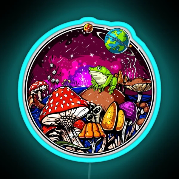 Psychedelic Mushrooms Forest RGB Neon Sign