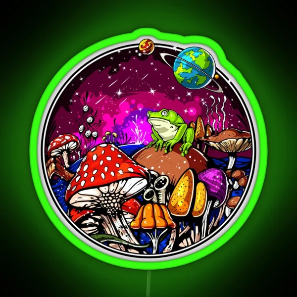 Psychedelic Mushrooms Forest RGB Neon Sign