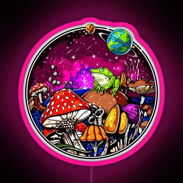 Psychedelic Mushrooms Forest RGB Neon Sign