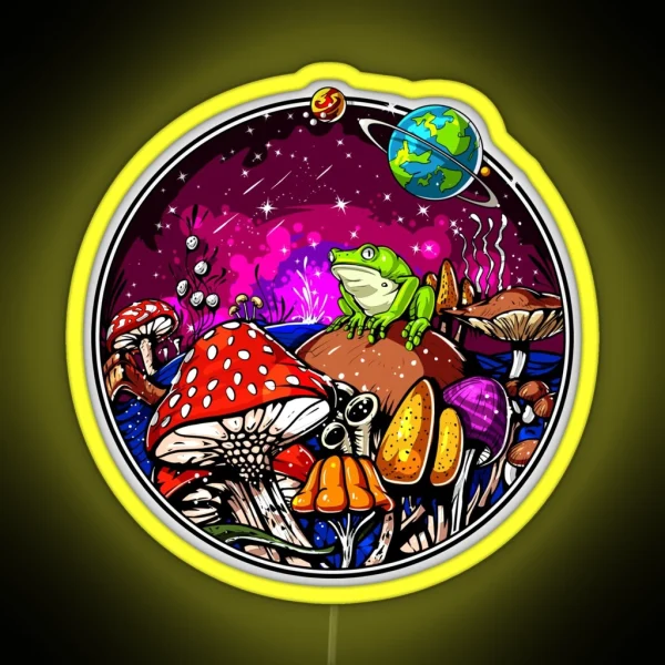 Psychedelic Mushrooms Forest RGB Neon Sign