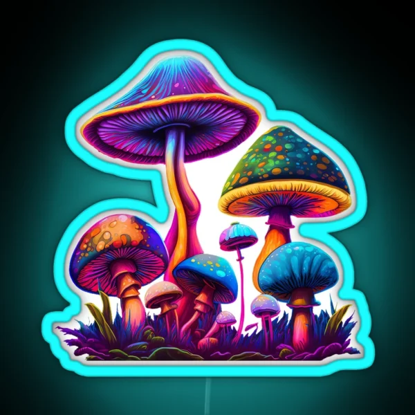 Psychedelic Mushrooms Forest RGB Neon Sign