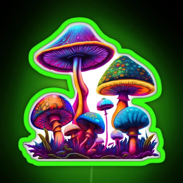 Psychedelic Mushrooms Forest RGB Neon Sign
