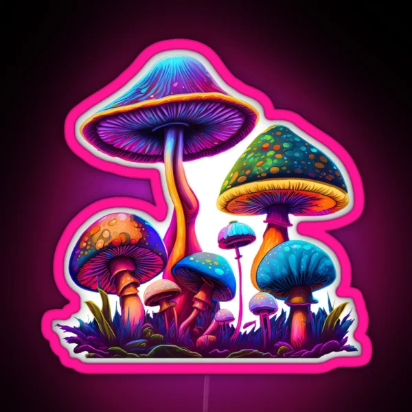 Psychedelic Mushrooms Forest RGB Neon Sign