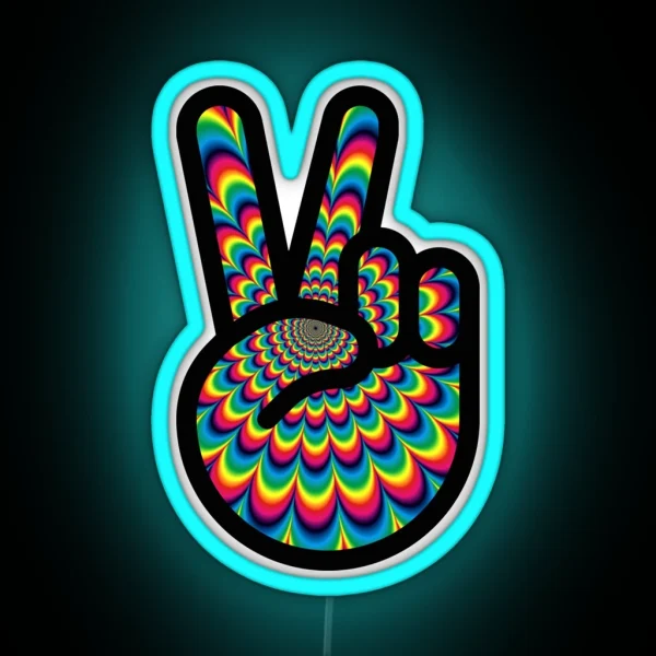 Psychedelic Peace Out RGB Neon Sign