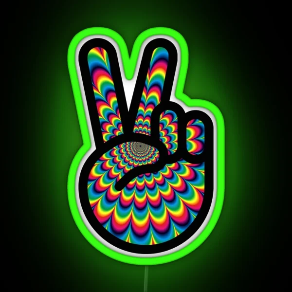 Psychedelic Peace Out RGB Neon Sign