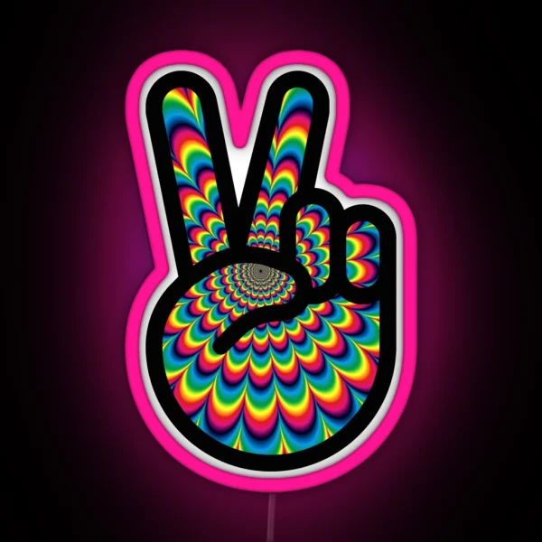 Psychedelic Peace Out RGB Neon Sign