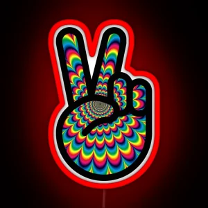 Psychedelic Peace Out RGB Neon Sign