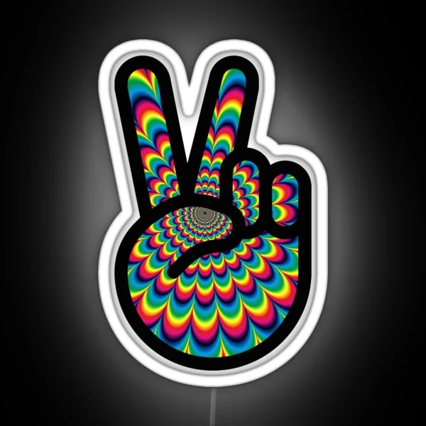 Psychedelic Peace Out RGB Neon Sign