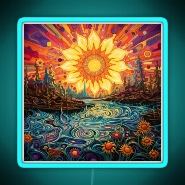 Psychedelic Sunflowers 60s Style RGB Neon Sign