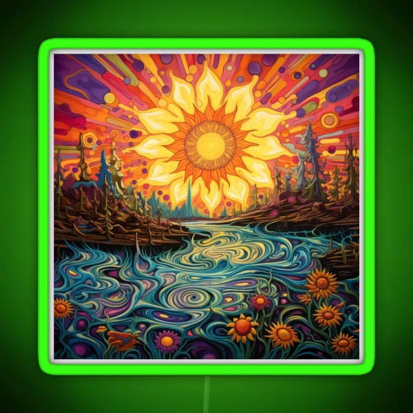 Psychedelic Sunflowers 60s Style RGB Neon Sign