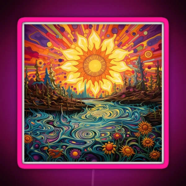 Psychedelic Sunflowers 60s Style RGB Neon Sign