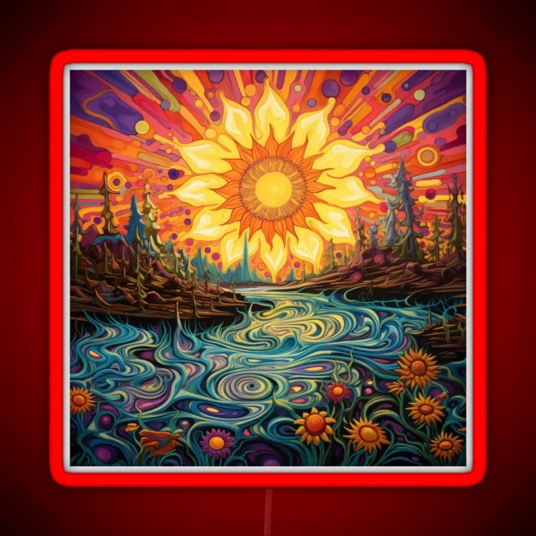 Psychedelic Sunflowers 60s Style RGB Neon Sign