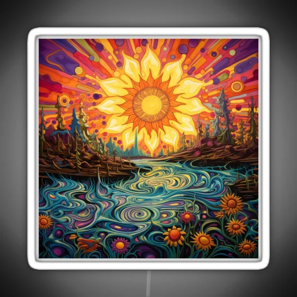 Psychedelic Sunflowers 60s Style RGB Neon Sign
