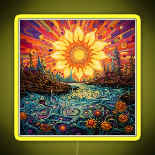 Psychedelic Sunflowers 60s Style RGB Neon Sign