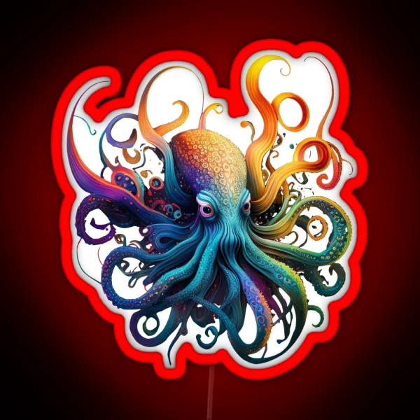 Psychedelic Surreal Octopus Dj Alien Squid Scifi Design RGB Neon Sign