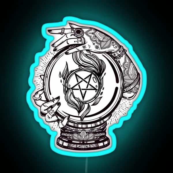 Psychic Reader With Crystal Ball And The Sigil Of RGB Neon Sign