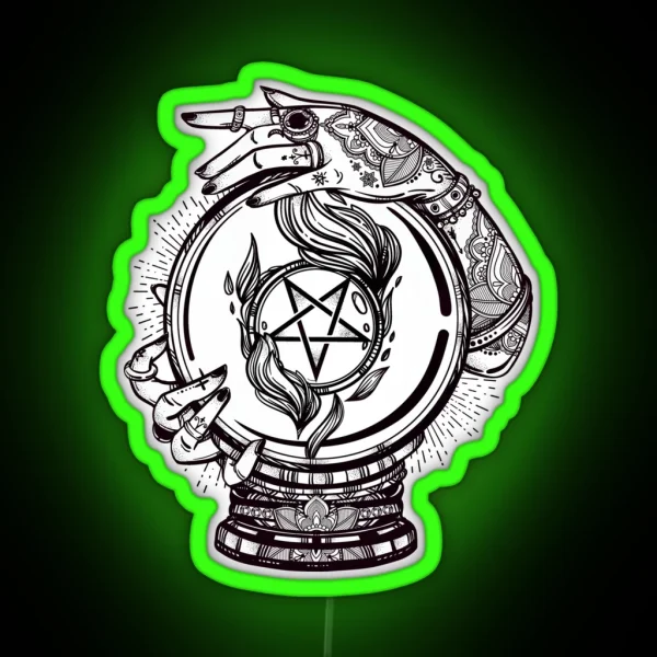 Psychic Reader With Crystal Ball And The Sigil Of RGB Neon Sign