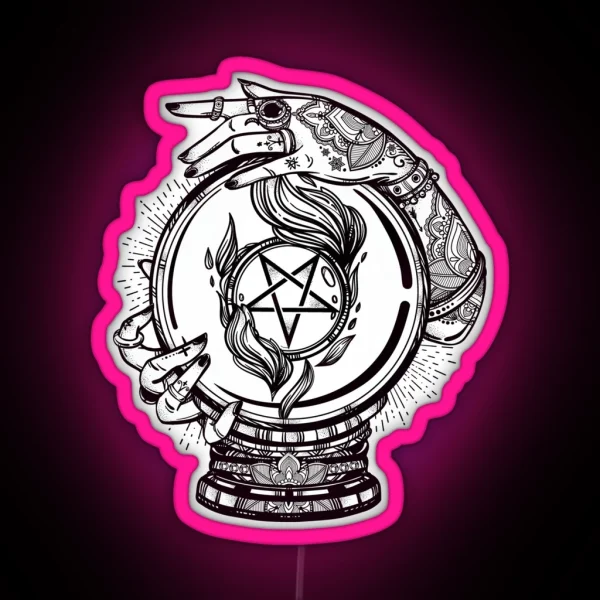 Psychic Reader With Crystal Ball And The Sigil Of RGB Neon Sign