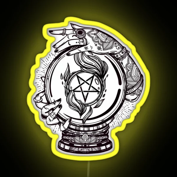 Psychic Reader With Crystal Ball And The Sigil Of RGB Neon Sign
