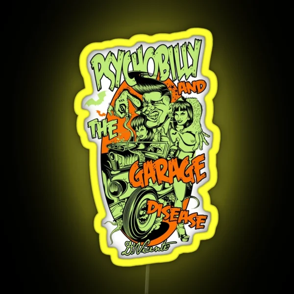 PSYCHOBILLY AND THE GARAGE DISEASE RGB Neon Sign