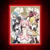neon sign of puella magi madoka magica anime with vibrant rgb lighting.