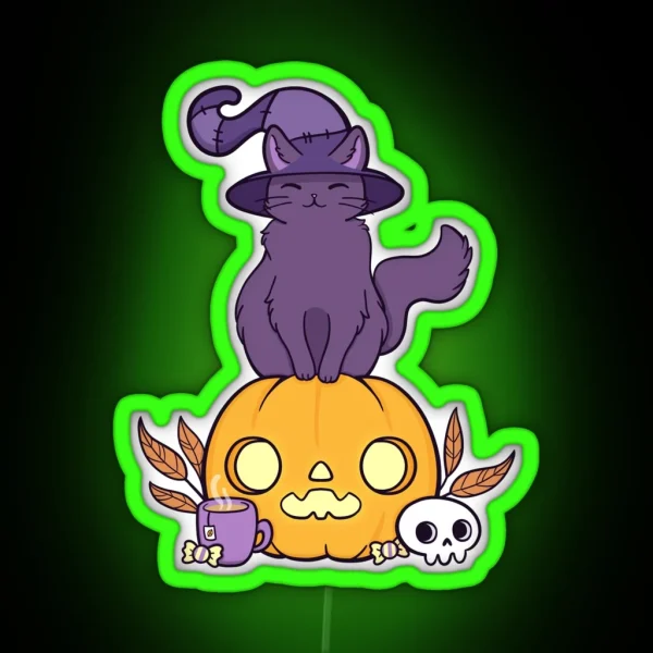 Pumpkin Cat Black Nikury RGB Neon Sign