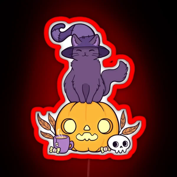Pumpkin Cat Black Nikury RGB Neon Sign
