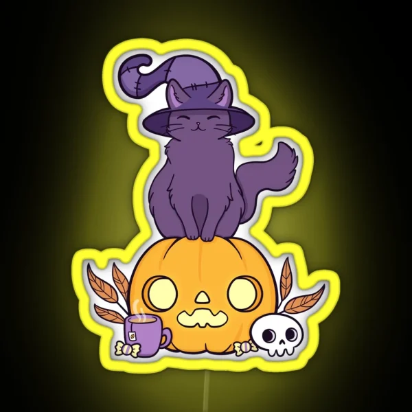 Pumpkin Cat Black Nikury RGB Neon Sign