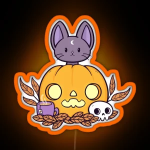 Pumpkin Cats Son Black Nikury RGB Neon Sign