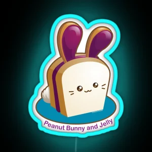 Punny Buns Cute Peanut Butter And Jelly Sandwich Bunny RGB Neon Sign