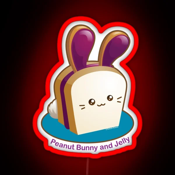Punny Buns Cute Peanut Butter And Jelly Sandwich Bunny RGB Neon Sign