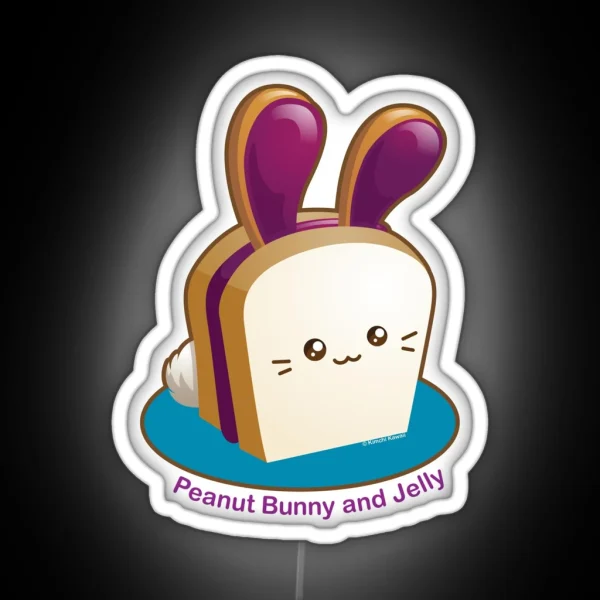 Punny Buns Cute Peanut Butter And Jelly Sandwich Bunny RGB Neon Sign