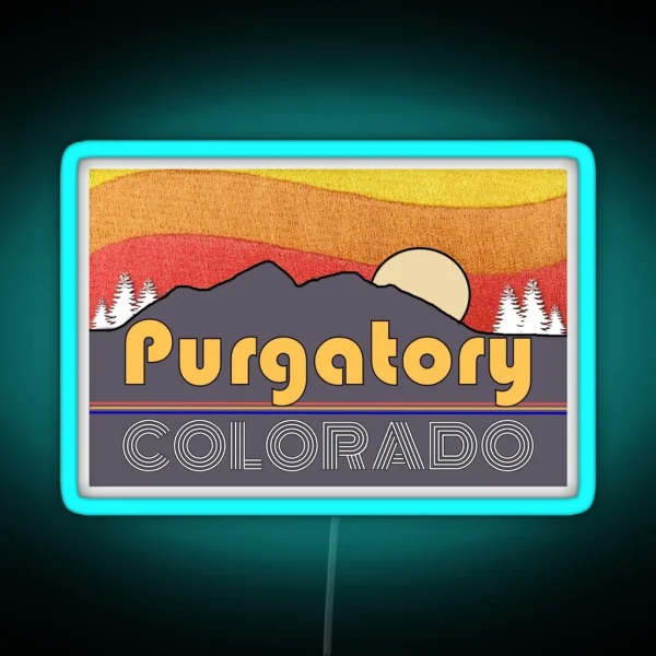 Purgatory Colorado Vacation Travel Skiing Mountains RGB Neon Sign