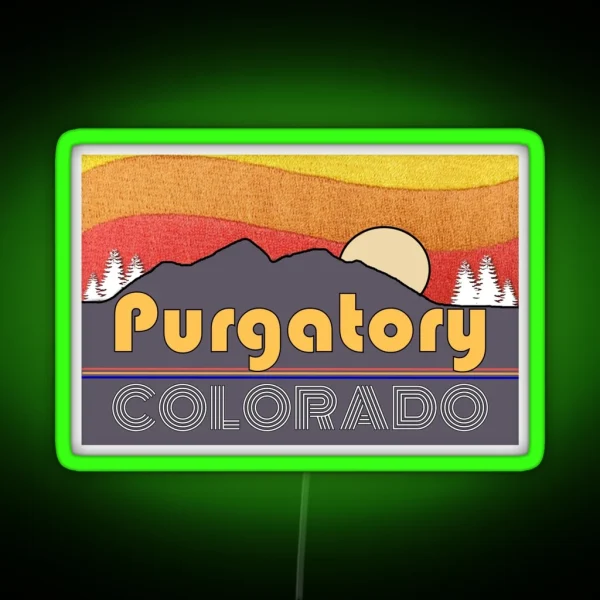 Purgatory Colorado Vacation Travel Skiing Mountains RGB Neon Sign