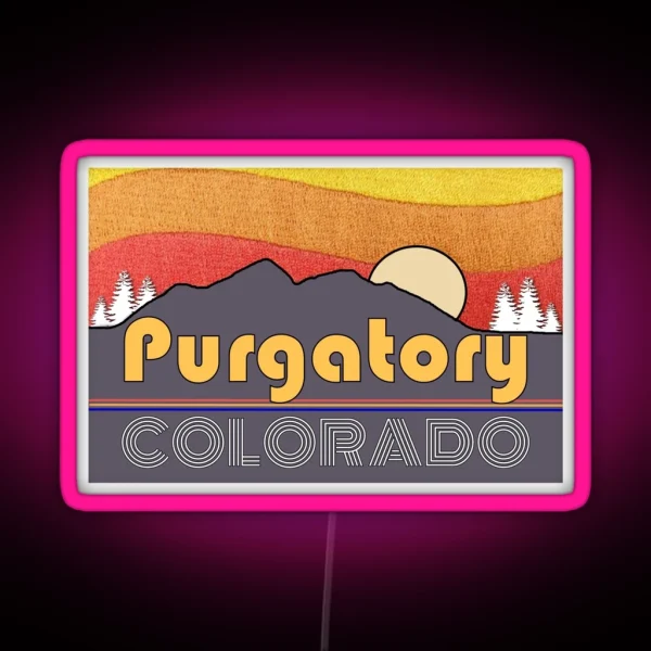 Purgatory Colorado Vacation Travel Skiing Mountains RGB Neon Sign