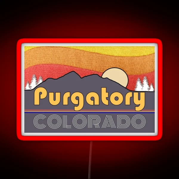 Purgatory Colorado Vacation Travel Skiing Mountains RGB Neon Sign